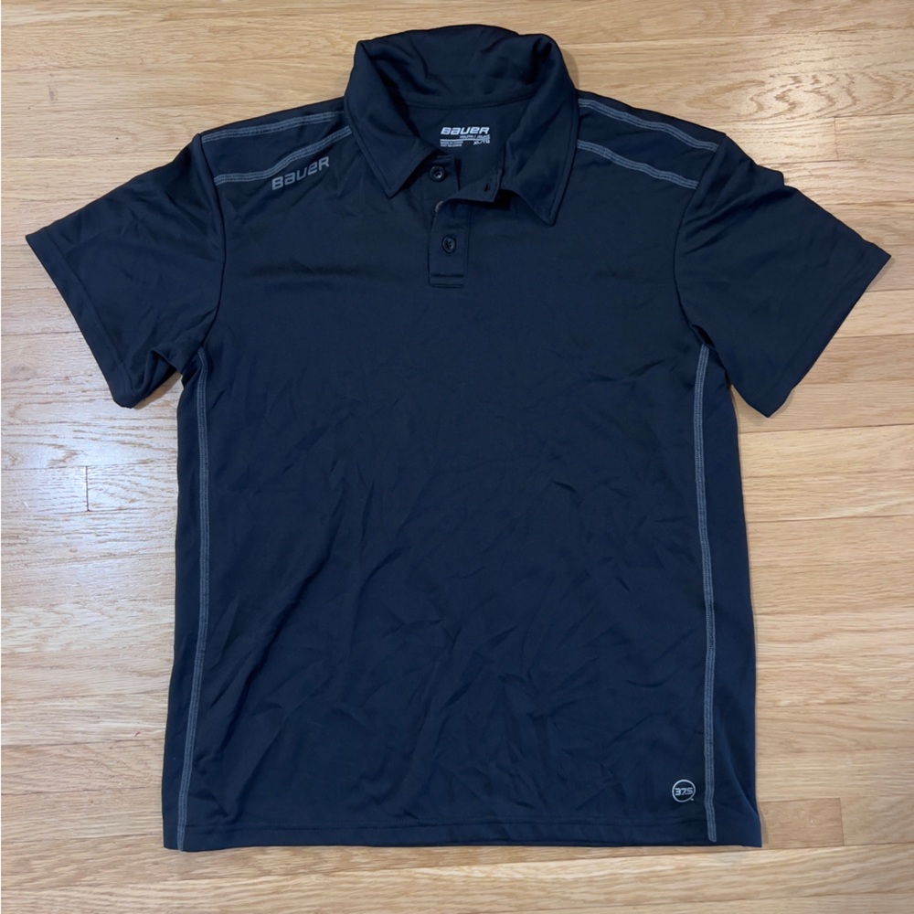 Bauer Polo, Youth Kids Size XL, Black, Light Mesh Like Fabric, Quick Dry, Hockey